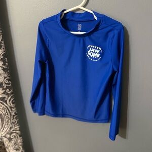 Kids Long Sleeve Swim Rash Guard with 'Jawsome' Graphic - Blue
